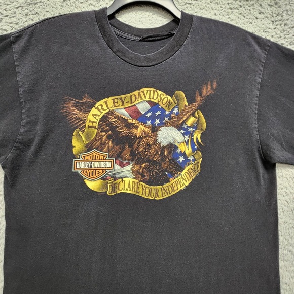 Harley Davidson Shirt Mens Large Black Declare Your Independence Eagle Iowa READ - Picture 4 of 12